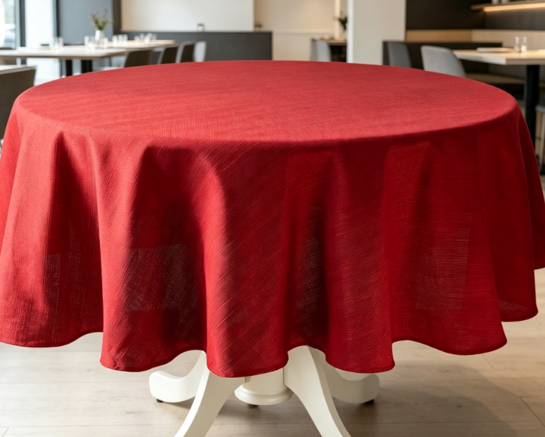 Textured Cotton And Linen Tablecloths, Festive Millennial Red