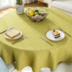 Solid Color Cotton And Linen Small Round Tablecloths, Bright Yellow