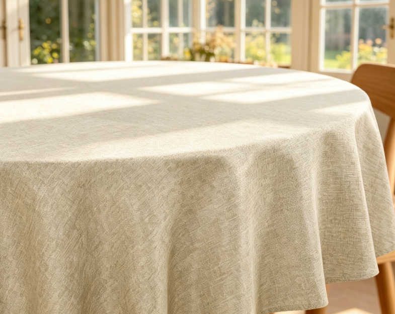 Imitation Linen Wrinkle-Resistant Tablecloths, Beige, Farmhouse Style