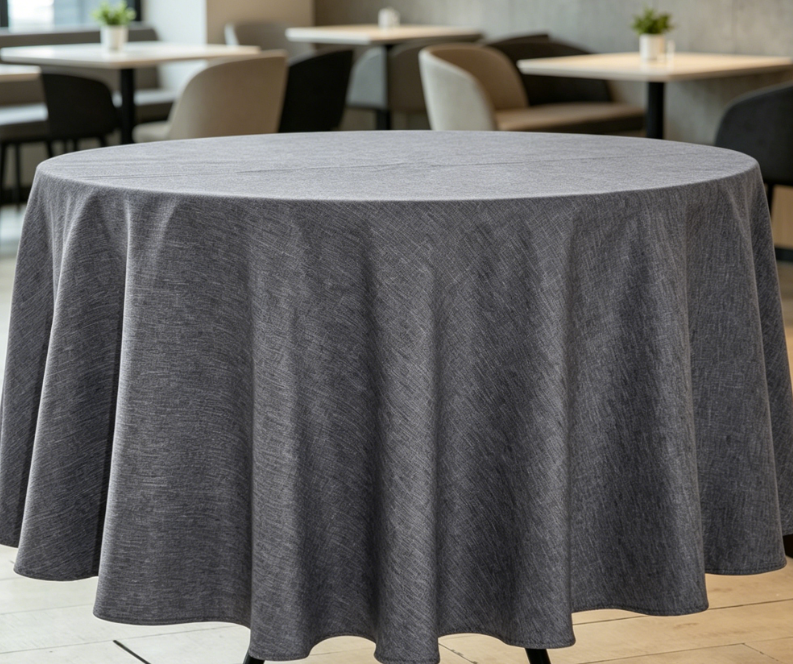 Linen Farmhouse Style Tablecloth, Dark Gray, Wrinkle-Resistant