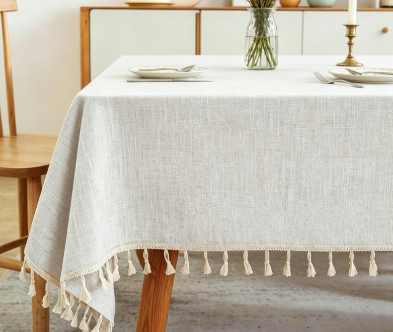 Solid Color Cotton And Linen Tablecloths, Thick, Farmhouse Style, Waterproof And Wrinkle-Resistant - Image 2