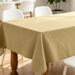 Coffee-Colored Solid Color Cotton And Linen Tablecloths, Waterproof And Stain-Resistant