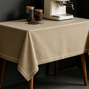 Beige Pure Cotton And Linen Tablecloths, Soft, Durable, Wrinkle-Resistant