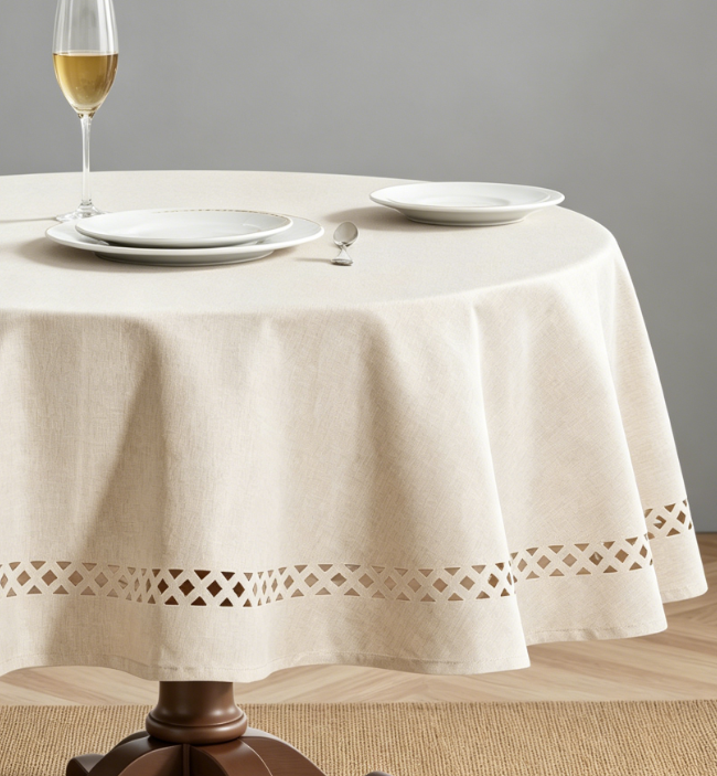Hollowed-Out Linen And Polyester Tablecloths, Waterproof And Stain-Resistant - Image 2
