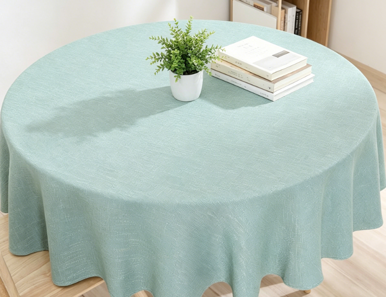 Farmhouse Style Solid Color Cotton And Linen Tablecloths, Blue-Green